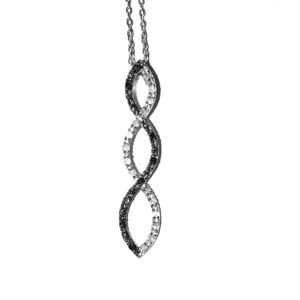 Black and white diamond infinity necklace, 10 inch